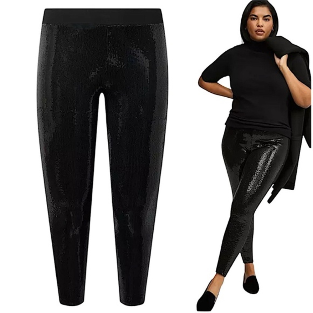 Black Sequin Women's Pants - Picture 2 of 7